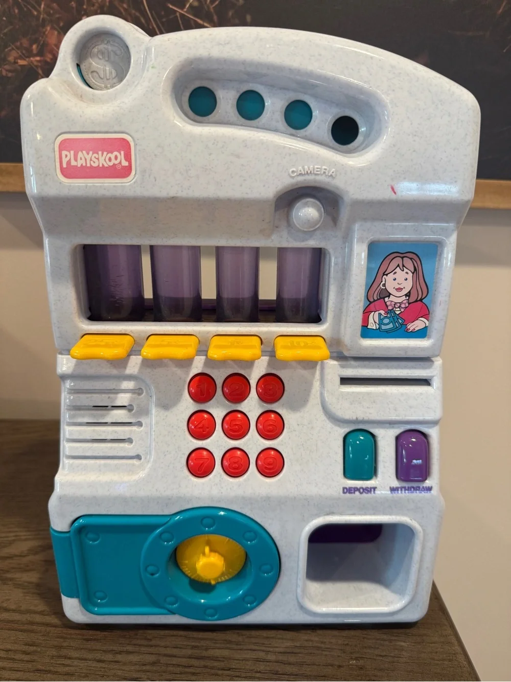 Vintage 1997 Playskool Saving Sounds Bank ATM Toy Real Coin Sorter Sounds Works!